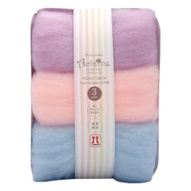 Hamanaka H441-140-5 Wool Felt Akraine Set of 3 Colors, Approximately 0.3 oz (8 g), Purple, Pink, Light Blue