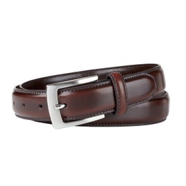 Sportoli Belts for Men Mens Belt Buckle Genuine Leather Stitched Uniform Dress Belt - Wine - Size 48 (Waist 46)
