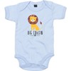 Kleckerliese Baby Bodysuit Sayings Boys Girls Animals Lion Indian Animal Motif Big Cousin Short Sleeve, Dusty blue, 6-12 months