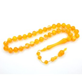 Prayer Beads Tesbih Tasbih Tespih Misbaha Subha 33, 30 cm, Muslim Islamic Rosary Prayer Worship Accessory Ottoman Swehribar Effect Gold Beads Ball 10 mm, Acrylic, Pearl