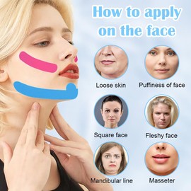 JYNVO 3 Stück Face Lifting Tape, 2.5cm x 5m Tape Falten Gesicht, Anti Falten Pflaster, Zornesfalte Pflaster, Facial Patches für Straffung und Straffung der Haut (Rot Blau Orange)