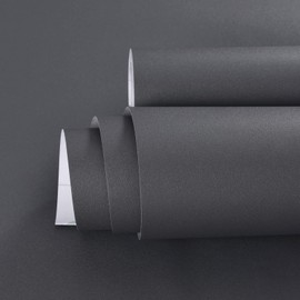 Haimin Wallpaper (24"x393") Self Adhesive and Removable Peel and Stick Contact Paper for Wall Cabinets Coutertop Shelf Drawer Matte Textured Contact Paper Waterproof (Dark Gray)