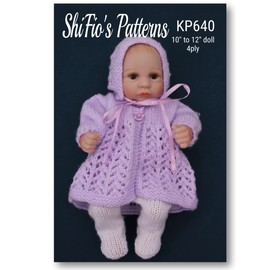 Knitting Pattern for Dolls Clothes comprising of Jacket, Leggings and Matching Bonnet, Dolls Knitting Pattern in 4ply Yarn, to fit a 10” to 12" Doll, Dolly Clothes Knitting Pattern KP640