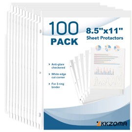 ZKKZOMA 100PACK Clear Sheet Protectors 8.5 x 11 inch Page Protectors for 3 Ring Binder, Plastic Sheet Sleeves for Photos, Document and Papers