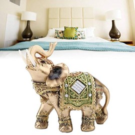 Hilitand Green Elephant Statue, Sculpture Wealth Figurine, Lucky Feng Shui Elephant Statue, Home Car Tray Decoration (S)