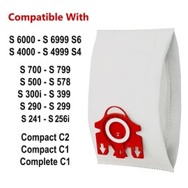 Vacuum Bags, 15Pcs Dust Bags AirClean 3D Efficiency Replacement Compatible with Miele FJM Vacuum Compact C2 Compact C1 Complete C1 S241 S290 S300i S500 S700 S4 S6 Series