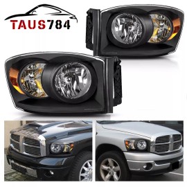 LEDKINGDOMUS Headlights Assembly Pair for 2006-2008 Dodge Ram 1500 2500 3500 Pickup Headlamps
