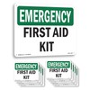 First Aid Kit OSHA Emergency Aluminum Sign 14 Inch x
