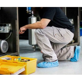 G & F Products Disposable Shoe Covers, Slip-Resistant Booties, Heavy-Duty, Waterproof, Elastic Band, Non-Slip Silicone Sole, Reusable, Protects Floors, Blue, 11 Us Men & 13 Us Women, X-L 100 Pieces