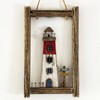 Framed Coastal Lighthouse Wall Decor Rustic Wood Hanging Rectangle Nautical