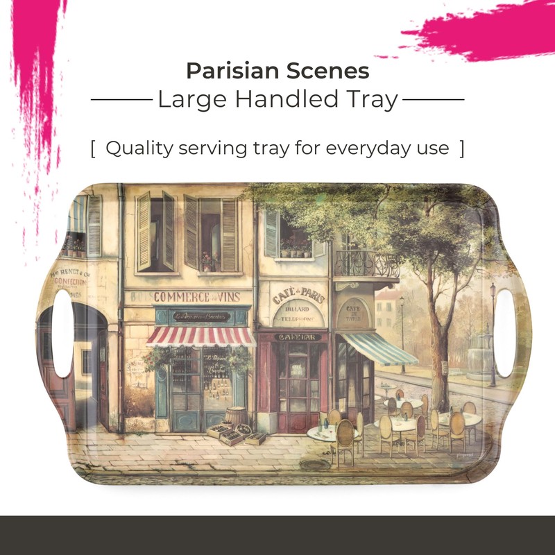 Pimpernel Parisian Scenes Melamine Rectangular Serving Tray – (19.25" x