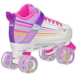 Pacer Comet Quad Kids Roller Skate, with Light Up Wheels, P973, White sz 3