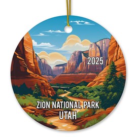 Zion National Park Utah Ceramic Christmas Ornament, Scenic Canyon, 3-Inch