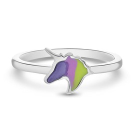 925 Sterling Silver Neon Enamel Unicorn Ring For Toddlers & Little Girls Size 3 - Vibrant Unicorn Rings For Girls With Enamel Colors - Neon Enamel Unicorn Rings For Little Girls