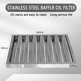 Stainless Steel Commercial Kitchen Hood Filter, Range Hood Baffle Grease Filter for Restaurant Exhaust Hoods, UL/NSF Listed, 24.5W x 19.5H Inch 7 Grooves Hood Filters（5 Pack）