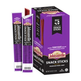 Johnsonville Summer Sausage Snack Sticks - Dairy Free, Gluten Free Protein Snacks, Jerky Snack Packs - Sweet Teriyaki, 1 oz., 24-Pack