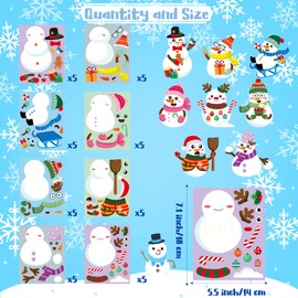 CY2SIDE Snowman Make-a-Face Sticker Sheets - 40PCS Make Your Own Winter Snowman Stickers Craft Games for Kids School Reward DIY Winter Christmas Party Favors for Kids Classroom Activities Home Project