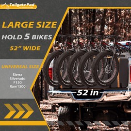 GoHimal Tailgate Pad Pro for Mountain Bike, Tailgate Bike Pads Up to 5 Off-Road Bicycle on Most Full-Size Trucks, with Reflective Strips and Tool Pockets