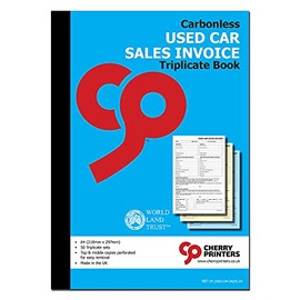 Cherry Carbonless NCR Used Car Sales Invoice Book A4 50 Sets (Triplicate 3 Part)