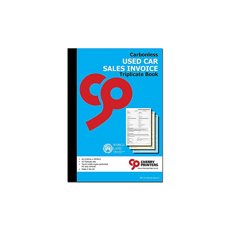 Cherry Carbonless NCR Used Car Sales Invoice Book A4 50
