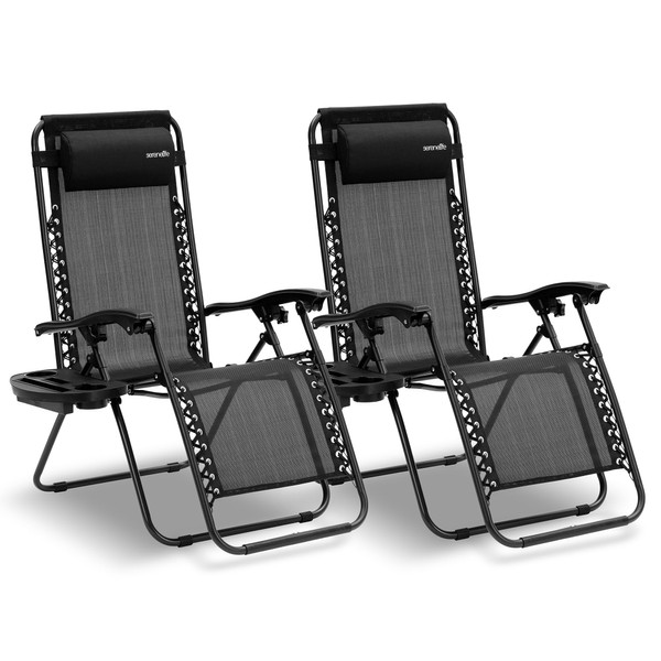 SereneLife SLZGHBLK55.5 Outdoor Adjustable Zero Gravity Lounge Chair Recliners with