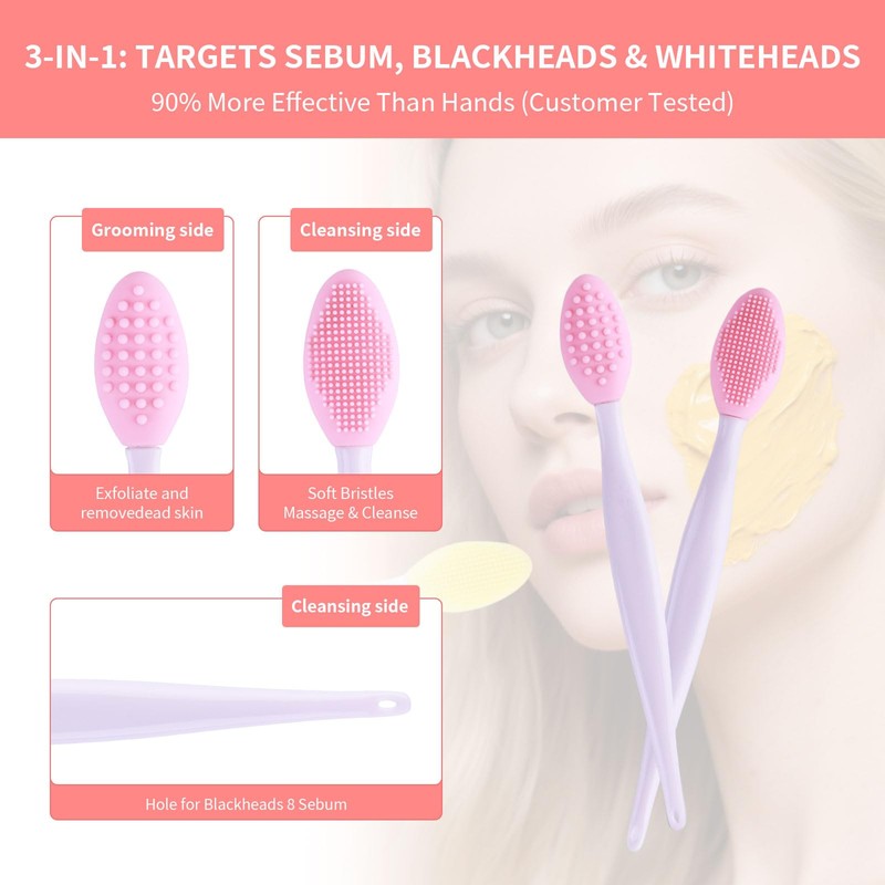 5 Pcs Mini Exfoliating Brush Set - 2 Pcs Silicone