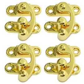 4 PCs Vintage Hook Hasp Decorative Swing Lock Clasp Right Latch for Jewelry Box Gift Case Wooden Box (Gold)