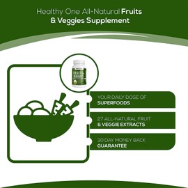 Healthy One Fruit and Veggies Supplement - 27 Superfood Fruit and Veggie Vitamins for Adults - Support Immune System - Daily Fruits and Vegetables Supplements - 150 Veggie Fruit Capsules