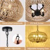 Farmhouse Rattan Pendant Lights - 4-Light Boho Chandelier Fixture, Wicker