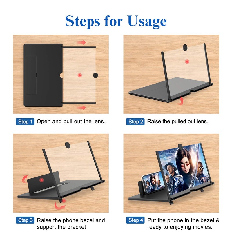14" Screen Magnifier for Cell Phone,3D HD Magnifying Projector Screen