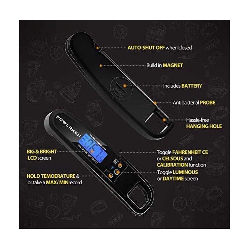 Digital Powlaken Instant Read Meat Thermometer, NEW