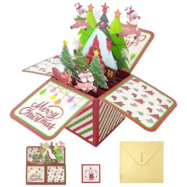 MILIAFLICK Pop-Up Card Christmas Card Christmas Card 3D Christmas Card