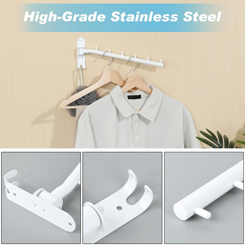Alise Wall Mounted Clothes Drying Rack,Swivel Clothes Hanger,White,1Pcs