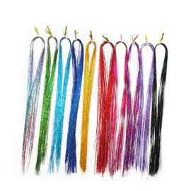 TOVINANNA 1pc Glitter Tinsel Hair Extensions Shiny Straight Sparkling for Parties Festivals and Daily Use Easy to Apply Non-damaging Hair Accessories