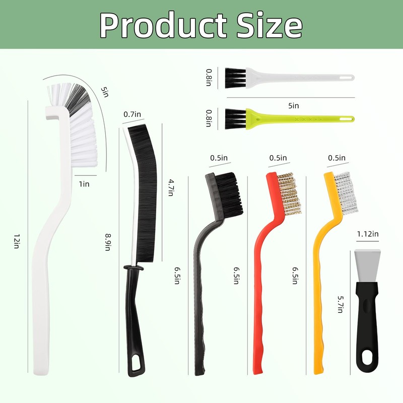 12Pcs Crevice Cleaning Brush Set, Hard Bristle Cleaning Tool with