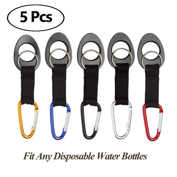 Durable Silicone Water Bottle Holder Clip Hook Carrier with Carabiner attachment & Key Ring, Fits Any Disposable Water Bottles for Outdoor Activities Bike Camping Hiking Traveling Daily Use (1)