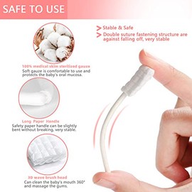 EASICUTI Baby Tongue Cleaner, 42Pcs Disposable Infant Toothbrush, Gauze Gum Cleaner Baby Oral Cleaning Stick Dental Care for 0-36 Months + Free 1 Fing