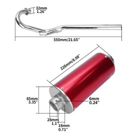 Big Bore 28mm Muffler Exhaust Silencer Pipe Head Assembly for CRF50 XR50 70cc 110cc 125cc SDG SSR Taotao Atomik Thumpstar Roketa Coolster Chinese Dirt Pit Bike - Red