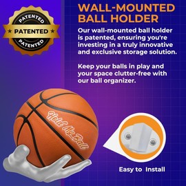 GIUSOBG Palm Shaped Basketball Storage Shelves, Ball Holder Wall Hand with 3 Screws, Creative Ball Holder for Basketball, Football, Volleyball, Rugby (White)