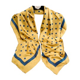 JERLA Women's satin square silk like scarf Fashion pattern large hair scarf wrap headscarf 35" x 35" (Polka dot yellow)