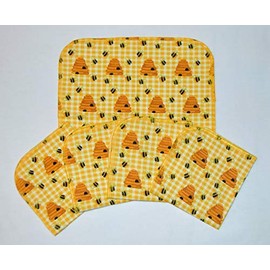 Honey Bee Printed Flannel Paperless Towels 1 Ply 12x12 Inches Set of 5 - Proudly Made in the USA!