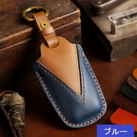 YANMW New Voxy 90 Series Key Case Compatible Toyota NOAH VOXY Leather Key Holder Noah 90 Series Key Cover Genuine Leather (Blue)