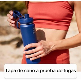 Takeya Actives - Botella de agua con tapa de boquilla, botella con doble aislamiento de acero inoxidable, apta para lavaplatos y sin BPA, botella con tapa de boquilla y parachoques extraíble, 22 onzas
