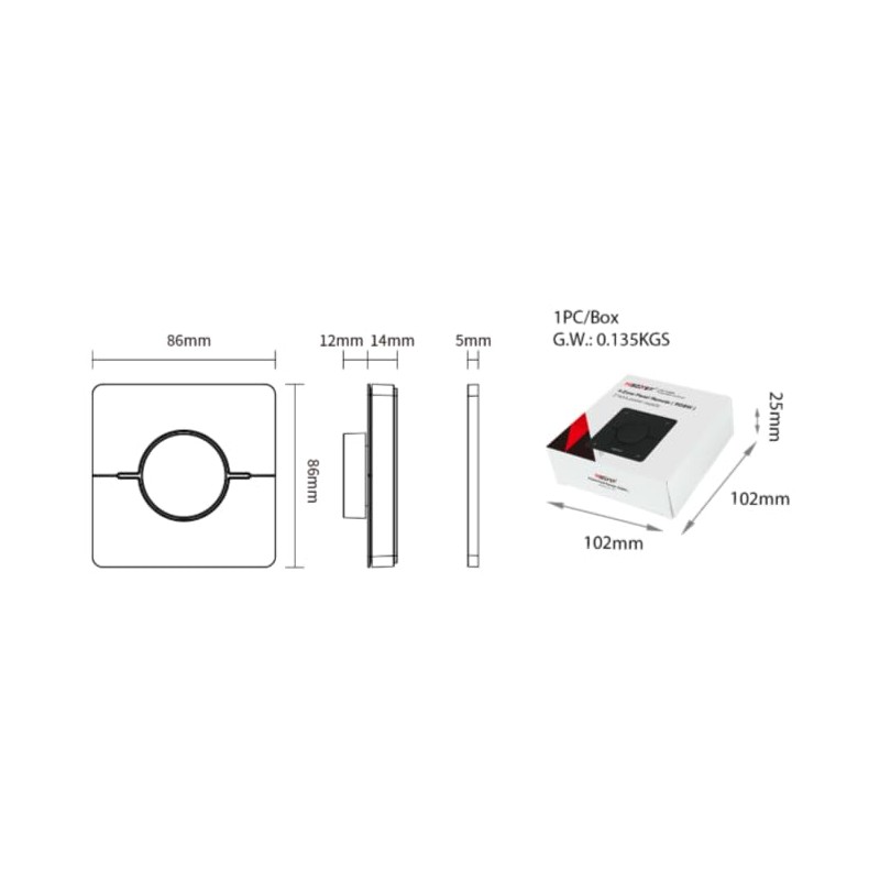 MiBOXER K0-W Rotary CCT Scene Remote, Wireless 2.4GHz LED Dimmer,