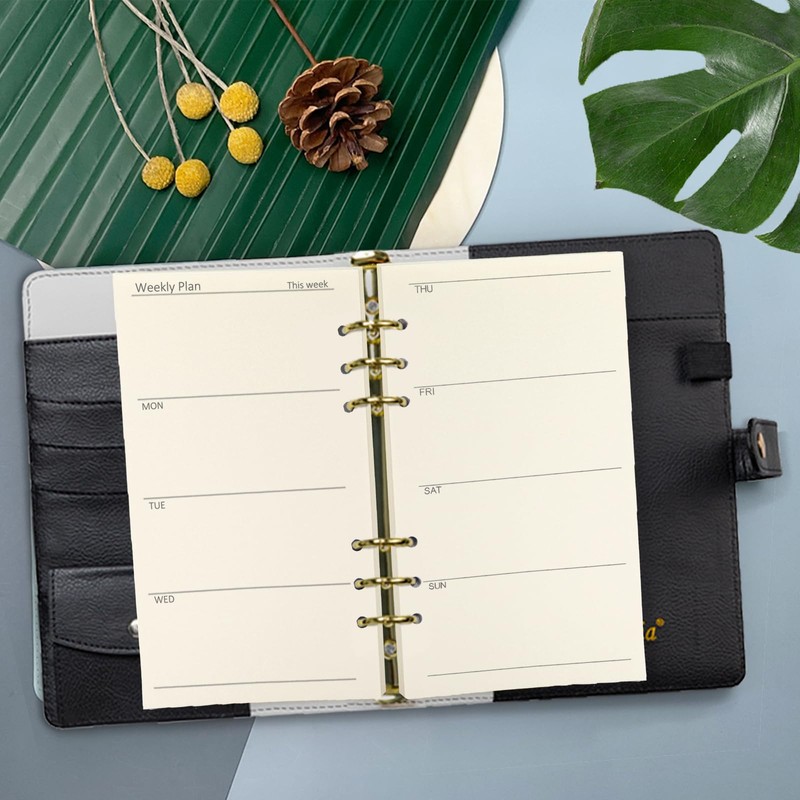 Spiral Notebook Refill Weekly Planner Refill,Undated 6 Hole Insert Paper,for
