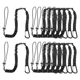 MECCANIXITY Retractable Tool Lanyard 3ft with Single Aluminum Buckle and Adjustable Loop End, Maximum Weight Limit 10KG / 22lb, Safety Fall Protection Tools Leash, Black 12 Pack