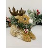 Mezzaluna Gifts Reindeer with Wreath Christmas Festive Ornament (SMALL H