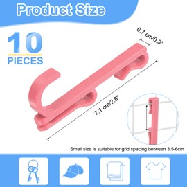 sourcing map 10 Grid Wall Hooks, 2.8 Inch Grid Wall Panel Plastic Utility Hook, Shelf Hooks for Garage Store Warehouse Shop Home Hanging, Dark Pink