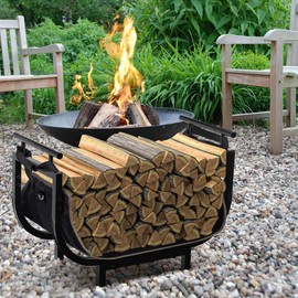 nalone 30 Inch Firewood Rack with Carrier Bag, Wood Rack for Outdoor Patio and Indoor Fireplace, Metal Wood Storage Log Holder for Outside Patio Deck