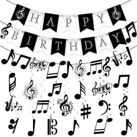 Music Themed Birthday Party Decorations Set Music Note Birthday Banner Music Party Supplies Music Note Hanging Swirls Decorations for Girls Boys Music Birthday Party Baby Shower Supplies